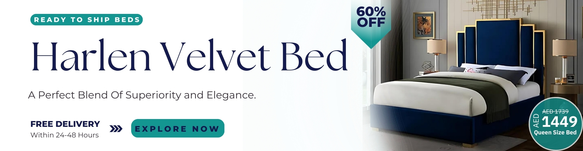 Harlen Velvet Bed on sale